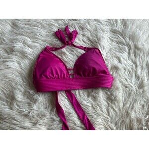 Kona Sol Women’s Size M Pink Bikini Top Halter Preowned Summer Swimwear